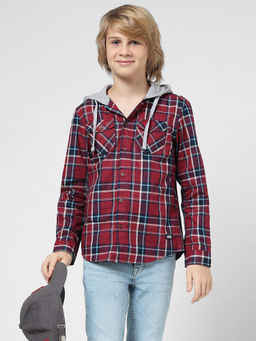 Jack & Jones Junior - Boys Checks Maroon Shirt