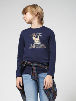 Jack & Jones Junior - Boys Graphic Print Navy Blue T-Shirt