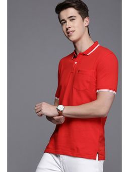 Allen Solly - Men Red Solid Polo Neck T-shirt