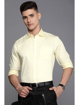 Allen Solly - Men Yellow Slim Fit Solid Full Sleeves Formal Shirt