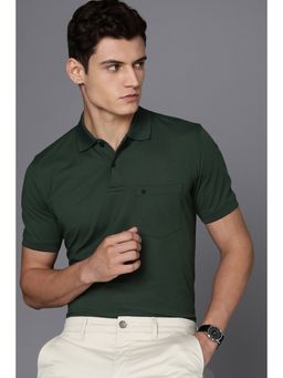 Louis Philippe - Men Green Solid Polo Neck T-shirt