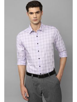 Louis Philippe - Men Purple Slim Fit Check Full Sleeves Formal Shirt
