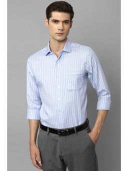 Louis Philippe - Men Blue Slim Fit Stripe Full Sleeves Formal Shirt