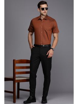 Louis Philippe - Men Brown Classic Fit Print Half Sleeves Formal Shirt