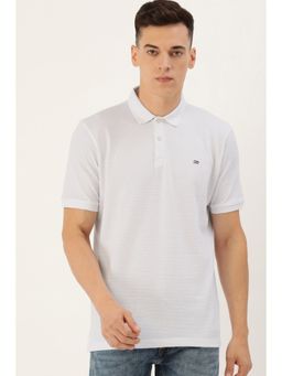 Peter England - Men White Solid Polo Neck Polo T-Shirt