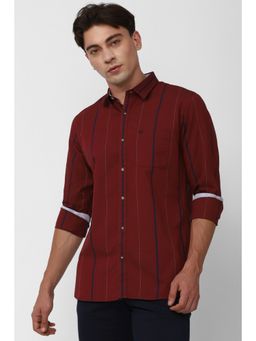Peter England - Men Maroon Slim Fit Casual Shirt