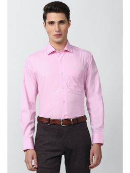 Van Heusen - Men Pink Regular Fit Solid Full Sleeves Formal Shirt