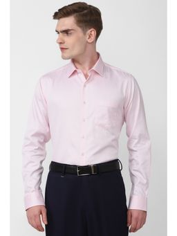Van Heusen - Men Pink Slim Fit Textured Full Sleeves Formal Shirt
