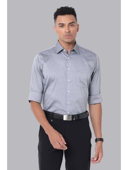 Van Heusen - Men Grey Slim Fit Textured Full Sleeves Formal Shirt