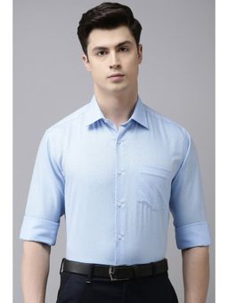 Van Heusen - Men Blue Regular Fit Textured Full Sleeves Formal Shirt