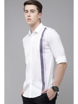 Van Heusen - Men White Slim Fit Solid Full Sleeves Casual Shirt
