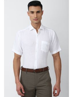 Van Heusen - Men White Regular Fit Textured Half Sleeves Formal Shirt