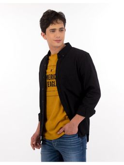 American Eagle - Men Black Slim Fit Oxford Button Up Shirt