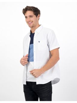 American Eagle - Men White Short-Sleeve Everyday Oxford Button Up Shirt