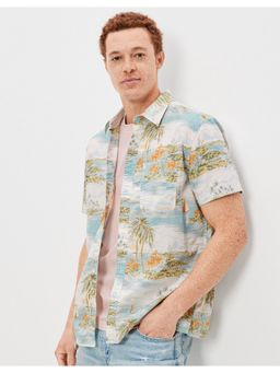 American Eagle - Men Multi Tropical Button Up Resort Shirt