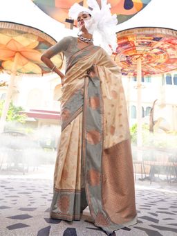 Odette - Silk Blend Woven Saree with Unstitched Blouse