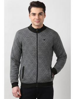 Peter England - Men Grey Print Reversible Sweater