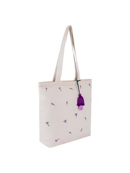 MasQ - Beige Haze Floral Embroidered Tote Bag
