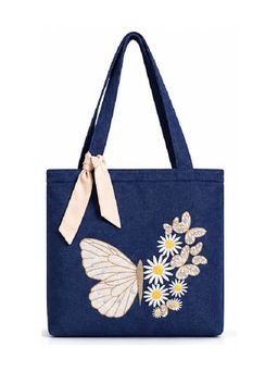 MasQ - Floral Butterfly Embroidered Tote Bag