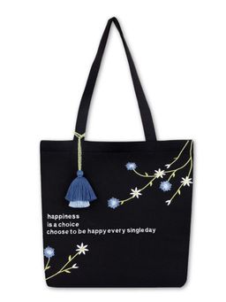 MasQ - Be Happy Embroidered Tote Bag