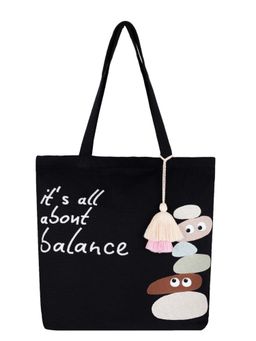 MasQ - Balance Black Embroidered Tote Bag