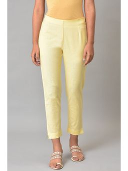 W - Yellow Solid Slim Pants