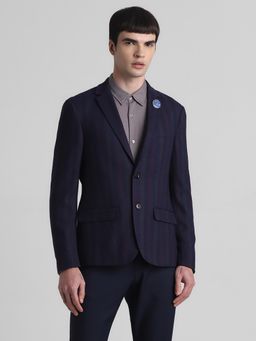 Jack & Jones - Men Striped Slim Fit Navy Blue Single Breasted Blazer