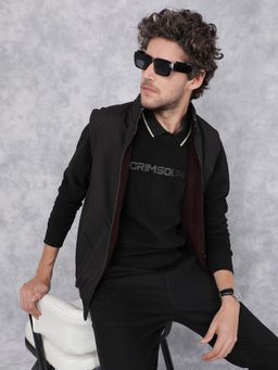 CRIMSOUNE CLUB - Men Black Sleeveless Reversible Jacket