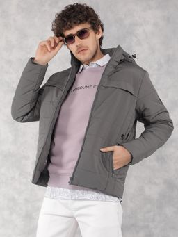 CRIMSOUNE CLUB - Men Grey Padded Puffer Jacket