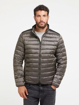 Guess - Men Grey Solid Hight Neck Full Sleeves Puffer Jacket