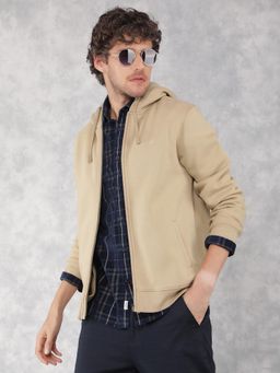 CRIMSOUNE CLUB - Men Beige Hooded Neck Sweatshirt