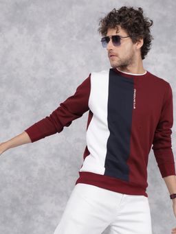 CRIMSOUNE CLUB - Men Maroon Color Blocked Sweatshirt