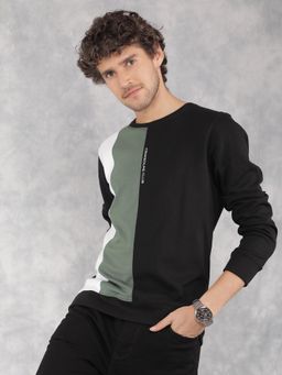 CRIMSOUNE CLUB - Men Black Color Blocked Sweatshirt
