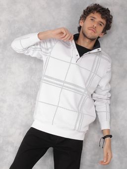 CRIMSOUNE CLUB - Men White Checkered Sweatshirt