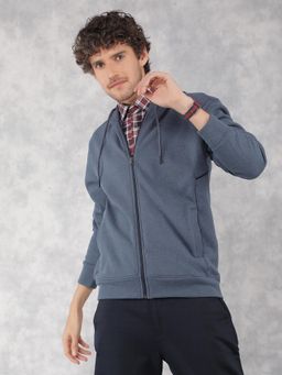 CRIMSOUNE CLUB - Men Blue Hooded Neck Sweatshirt