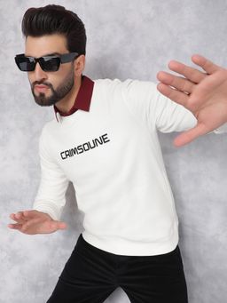 CRIMSOUNE CLUB - Men Off White Solid Sweatshirt
