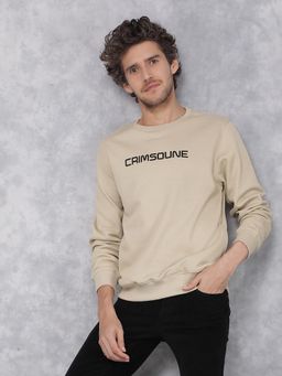 CRIMSOUNE CLUB - Men Beige Solid Sweatshirt