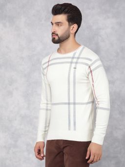 CRIMSOUNE CLUB - Men Off White Printed Cotton Sweater