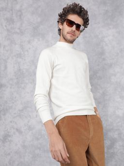 CRIMSOUNE CLUB - Men White High Neck Sweater