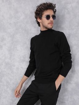 CRIMSOUNE CLUB - Men Black High Neck Sweater
