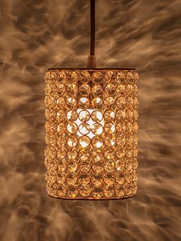 Homesake - Crystal Hanging Copper Barrel Pendant Light