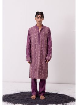 WABI SABI by Anshum-Ritesh - Bold and Border Pink Thread Work Kurta with Pant