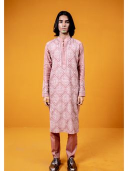 WABI SABI by Anshum-Ritesh - Ogee Opulence Peach Thread Work Kurta with Pant