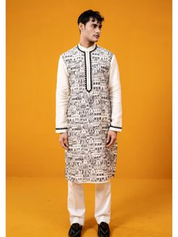 WABI SABI by Anshum-Ritesh - Cityscape Ivory Embroidered Kurta with Pant