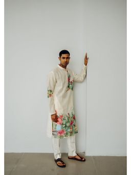 WABI SABI by Anshum-Ritesh - Desert Rose Ivory Hand Painted Kurta with Pant