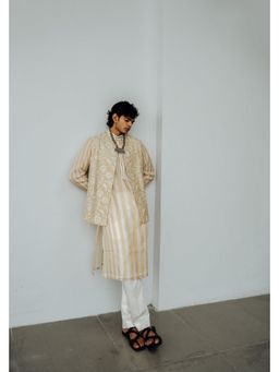 WABI SABI by Anshum-Ritesh - Golden Dust Gold Thread Work Kurta with Pant and Jacket