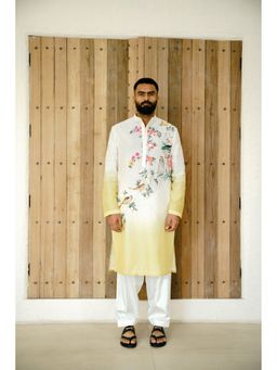WABI SABI by Anshum-Ritesh - Spring Sparrow Ivory Hand Painted Kurta with Pant