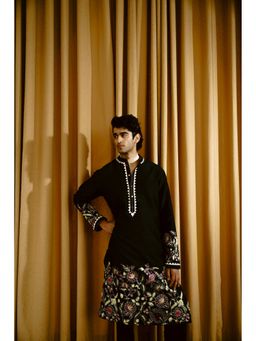 WABI SABI by Anshum-Ritesh - The Night Garden Black Thread Work Kurta with Pant