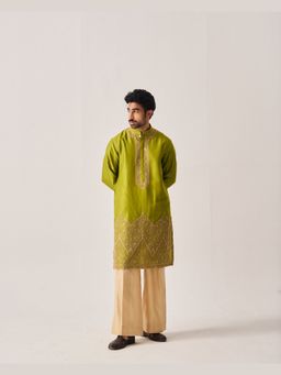 WABI SABI by Anshum-Ritesh - Floral Dome Rust Thread Work Kurta with Pant