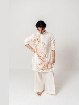 WABI SABI by Anshum-Ritesh - The Blossom Birds Ivory Hand Painted Kurta with Pant